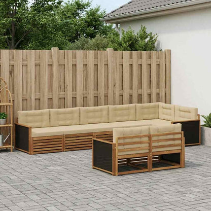 Set di divani da esterno con cuscino 8 pcs Naturale e Beige | homemem39