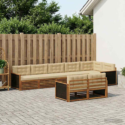 Set di divani da esterno con cuscino 8 pcs Naturale e Beige