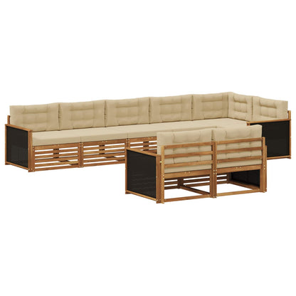 Set di divani da esterno con cuscino 8 pcs Naturale e Beige | homemem39