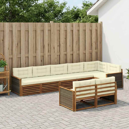 Set di divani da esterno con cuscino 8 pcs Naturale e Crema | homemem39