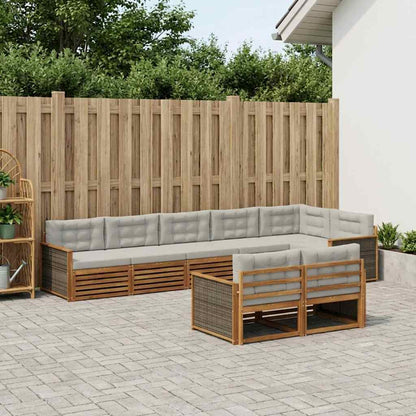 Set di divani da esterno 8 pcs Naturale e Grigio Chiaro | homemem39