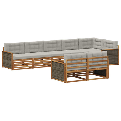 Set di divani da esterno 8 pcs Naturale e Grigio Chiaro | homemem39