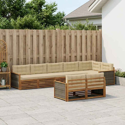 Set di divani da esterno con cuscino 8 pcs Naturale e Beige | homemem39