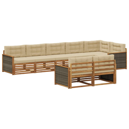 Set di divani da esterno con cuscino 8 pcs Naturale e Beige | homemem39