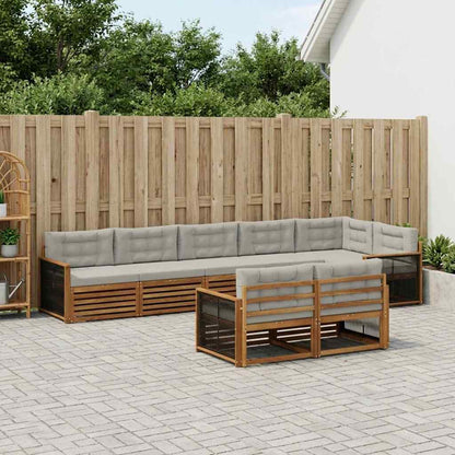 Set di divani da esterno 8 pcs Naturale e Grigio Chiaro | homemem39