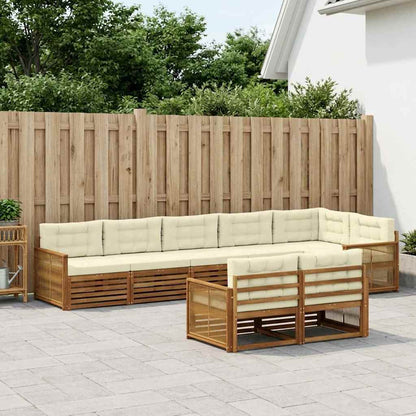 Set di divani da esterno con cuscino 8 pcs Naturale e Crema | homemem39