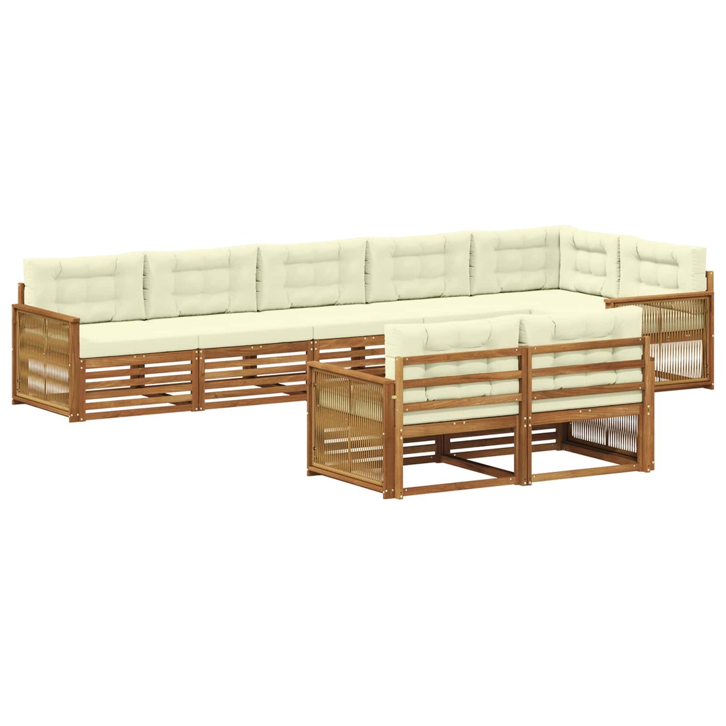 Set di divani da esterno con cuscino 8 pcs Naturale e Crema | homemem39