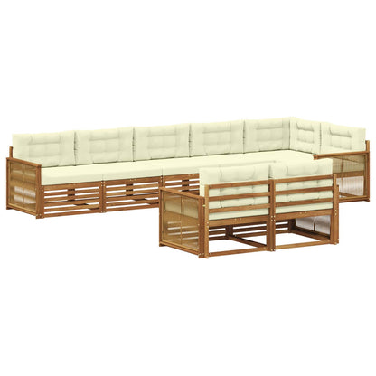 Set di divani da esterno con cuscino 8 pcs Naturale e Crema | homemem39