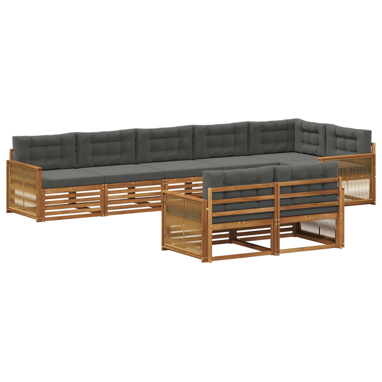 Set di divani da esterno con cuscino 8 pcs Naturale e Antracite | homemem39
