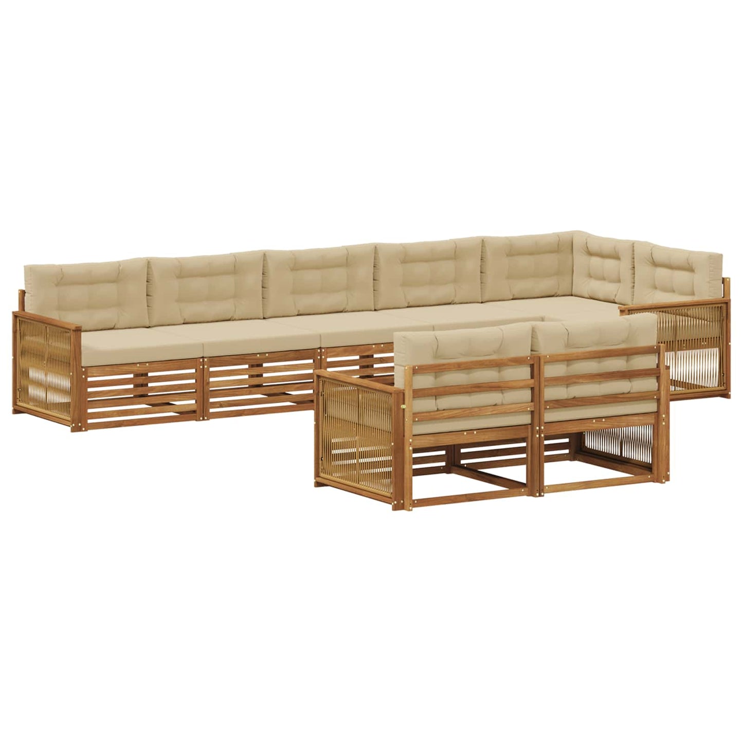 Set di divani da esterno con cuscino 8 pcs Naturale e Beige | homemem39