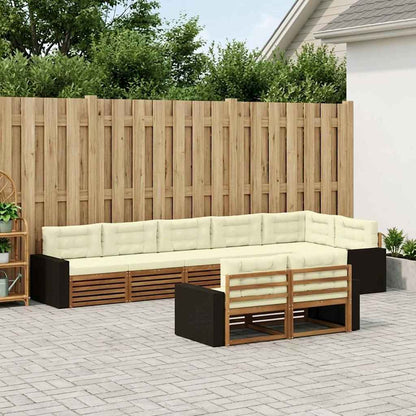 Set di divani da esterno con cuscino 8 pcs Naturale e Crema | homemem39