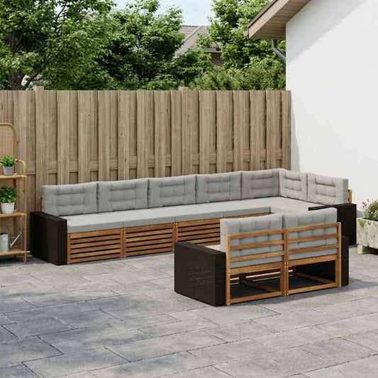 Set di divani da esterno 8 pcs Naturale e Grigio Chiaro | homemem39