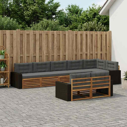 Set di divani da esterno con cuscino 8 pcs Naturale e Antracite | homemem39