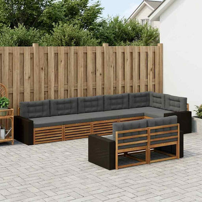 Set di divani da esterno con cuscino 8 pcs Naturale e Antracite | homemem39