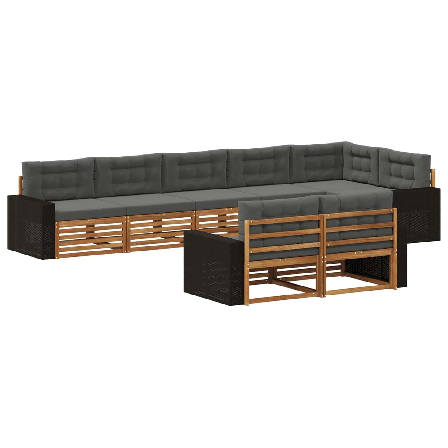 Set di divani da esterno con cuscino 8 pcs Naturale e Antracite | homemem39