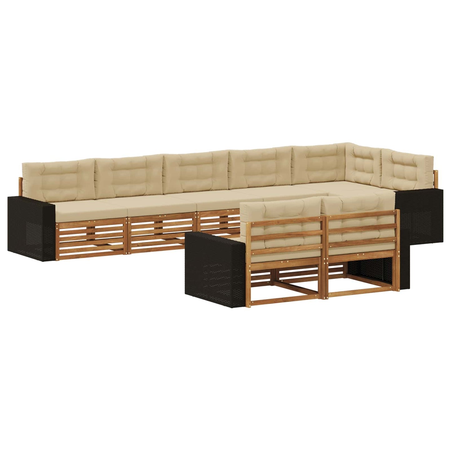 Set di divani da esterno con cuscino 8 pcs Naturale e Beige