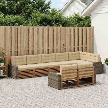 Set di divani da esterno con cuscino 8 pcs Naturale e Beige | homemem39