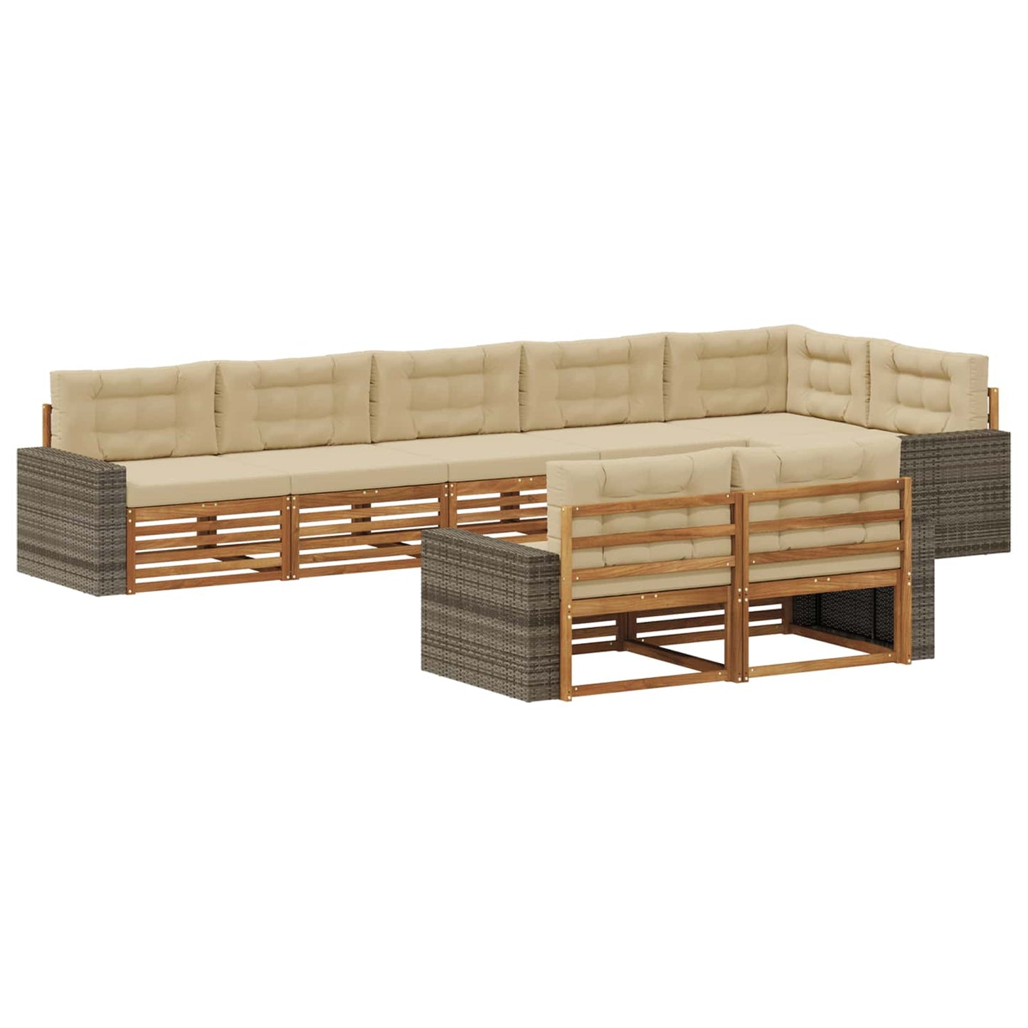 Set di divani da esterno con cuscino 8 pcs Naturale e Beige | homemem39