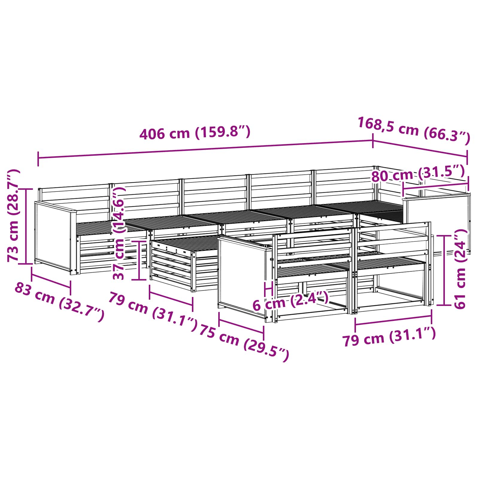 Set di divani da esterno 9 pcs | homemem39