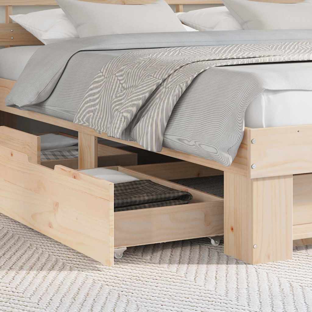 Struttura del letto Marrone 200 x 200 cm Legno di pino massello - homemem39