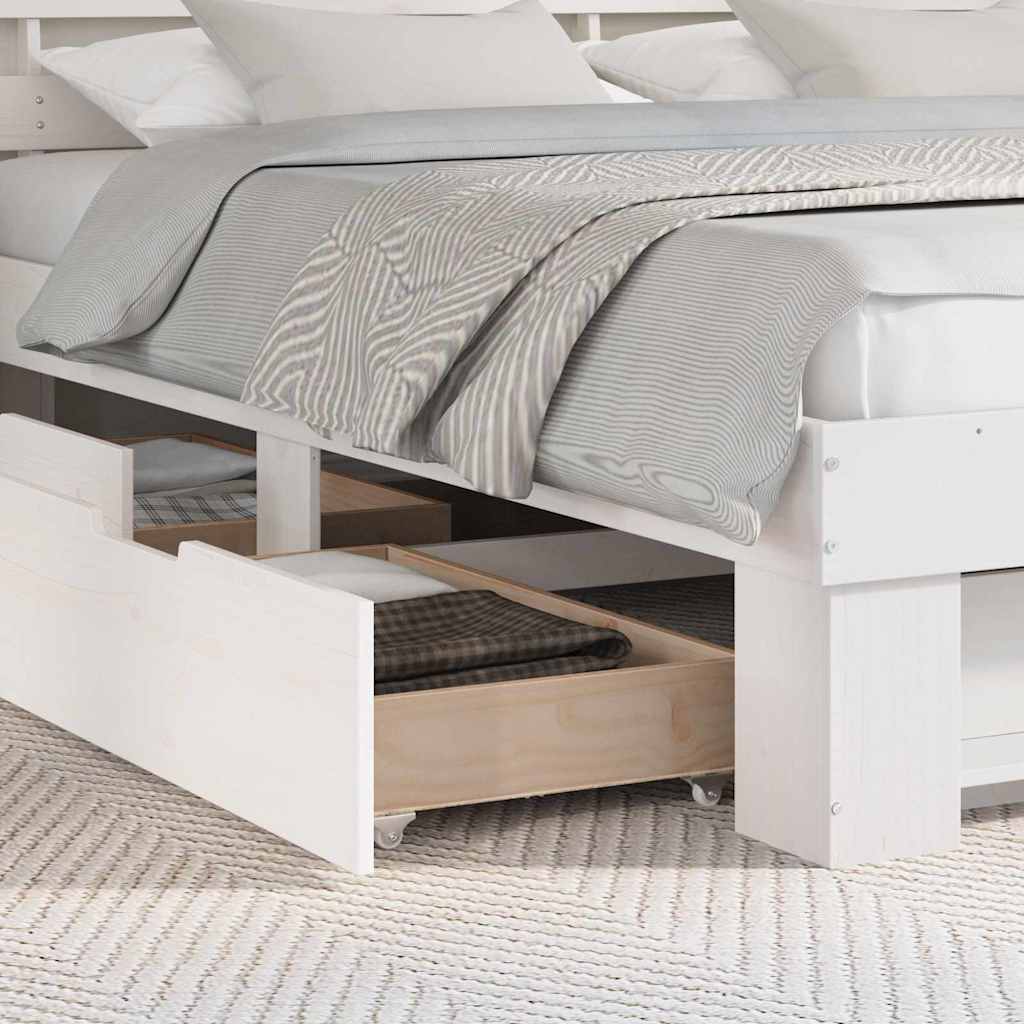 Struttura del letto Bianco 200 x 200 cm Legno di pino massello - homemem39