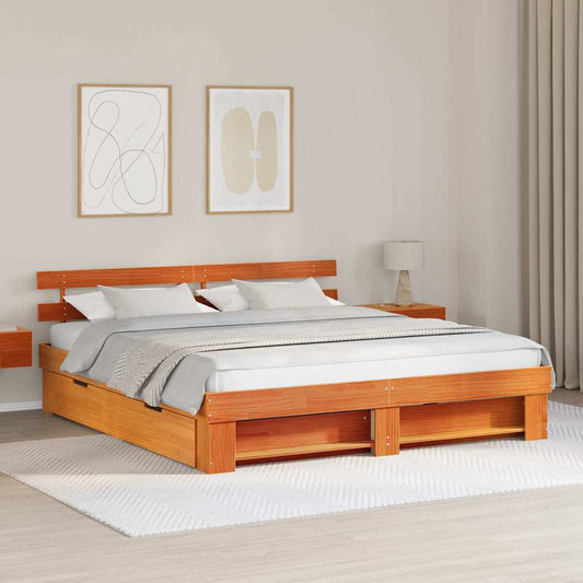 Struttura del letto con testiera Cera marrone 200 x 200 cm