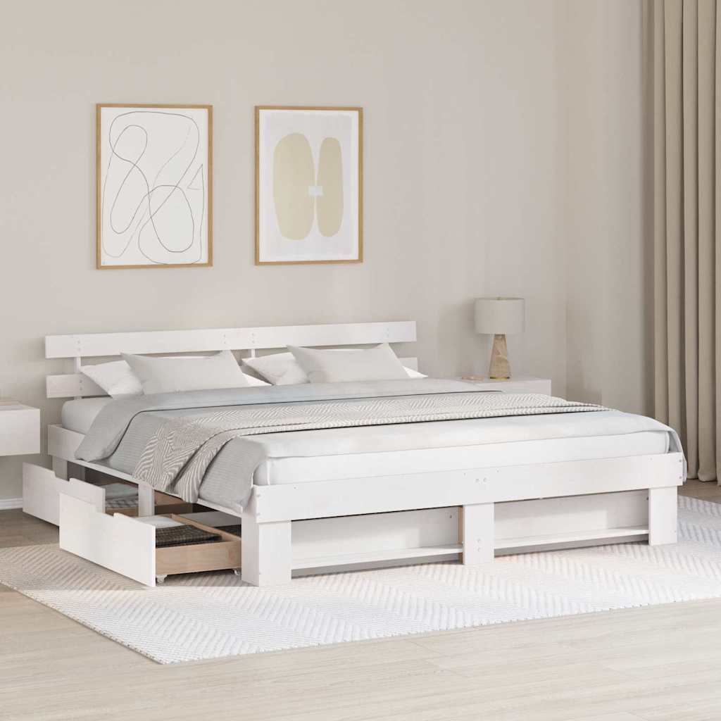 Struttura del letto Bianco 180 x 200 cm Legno di pino massello
