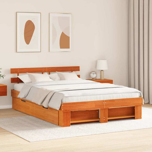 Struttura del letto con testiera Cera marrone 160 x 200 cm - homemem39