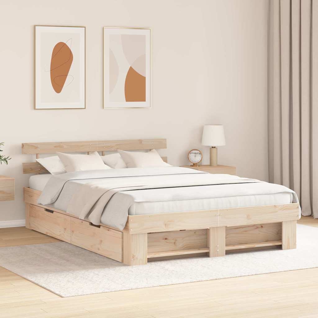Struttura del letto Marrone 150 x 200 cm Legno di pino massello