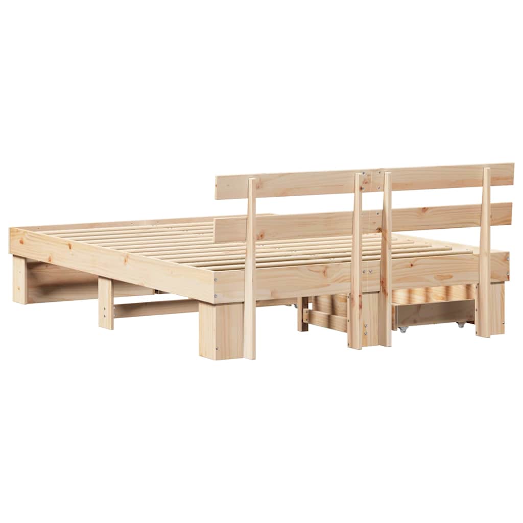 Struttura del letto Marrone 150 x 200 cm Legno di pino massello - homemem39
