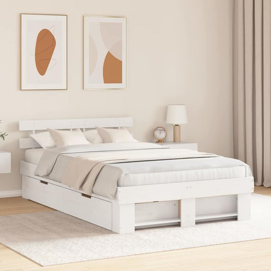 Struttura del letto Bianco 135 x 190 cm Legno di pino massello