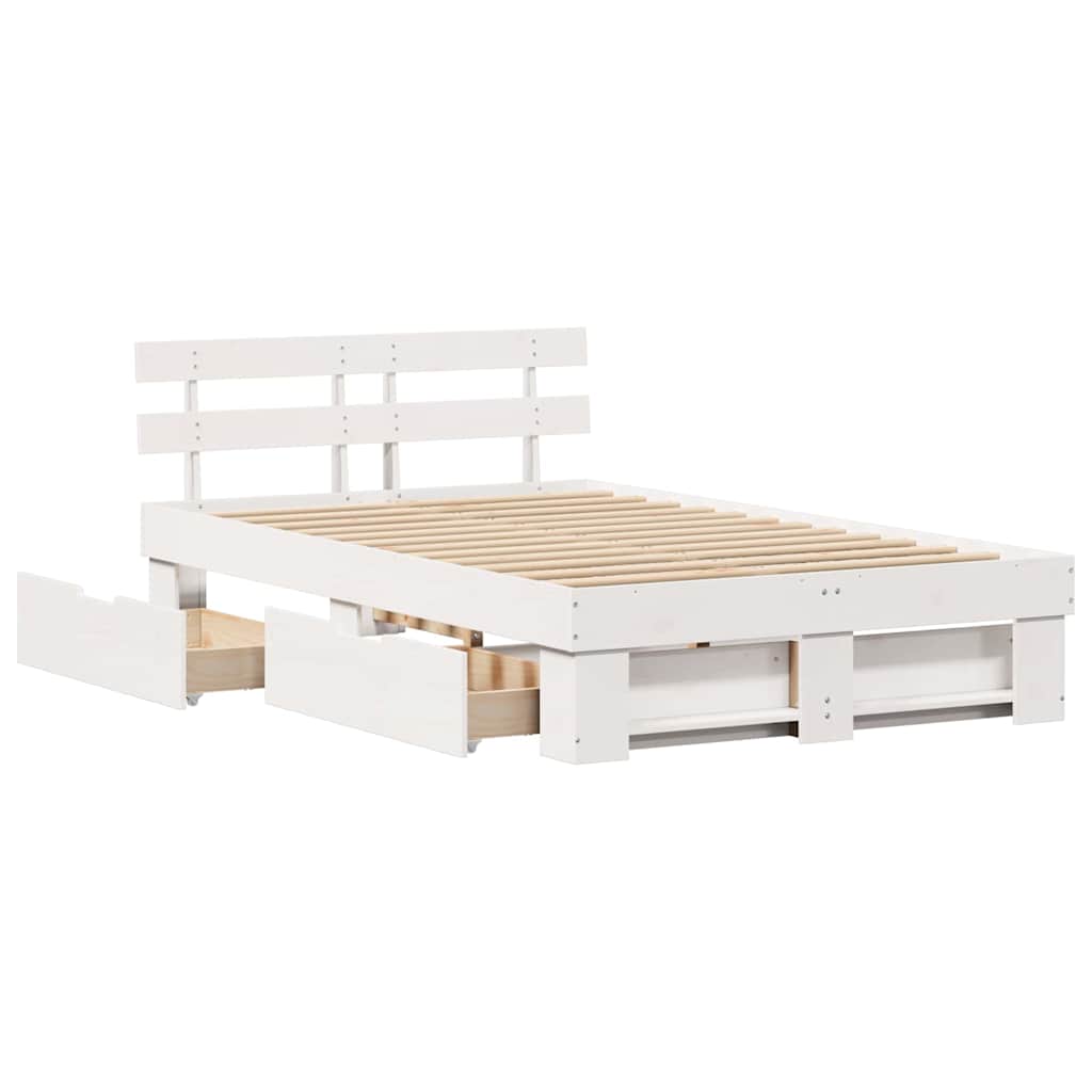 Struttura del letto Bianco 135 x 190 cm Legno di pino massello