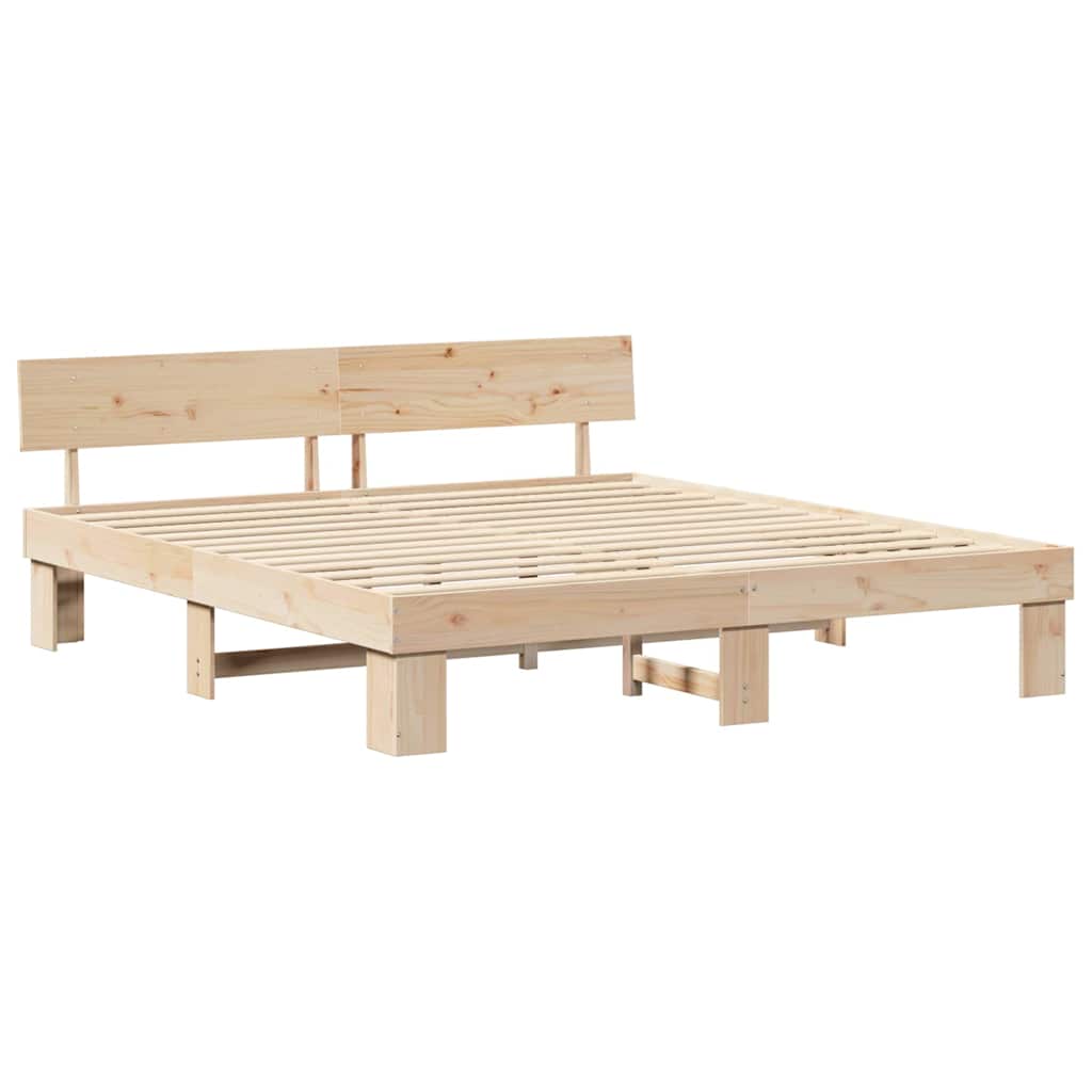 Struttura del letto Marrone 200 x 200 cm Legno di pino massello