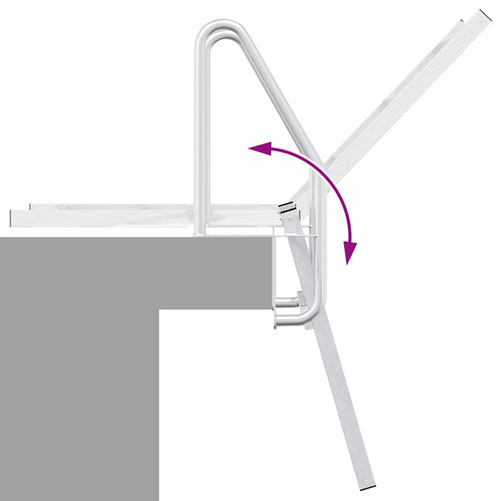 Scala da molo a 3 gradini Argento 58 x 77 x 144 cm Alluminio
