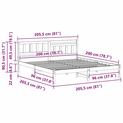 Struttura del letto Marrone cerato 200 x 200 cm Pino massello