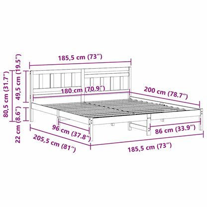 Struttura del letto Bianco 180 x 200 cm Pino massello