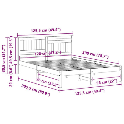 Struttura del letto Marrone 120 x 200 cm Pino massello