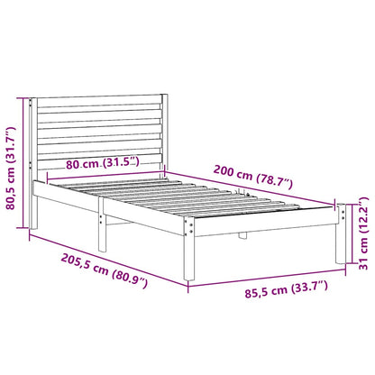 Struttura del letto Marrone cerato 80 x 200 cm Pino massello