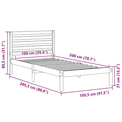 Struttura del letto Marrone cerato 100 x 200 cm Pino massello