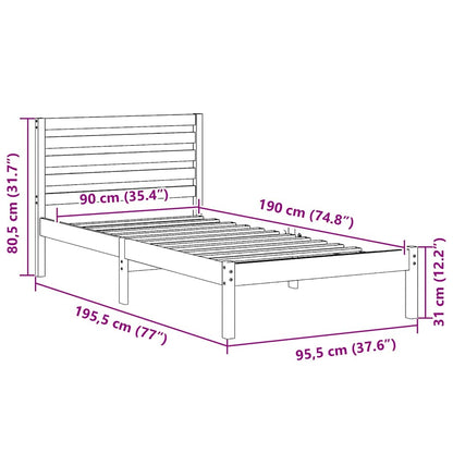 Struttura del letto Marrone 90 x 190 cm Pino massello | homemem39