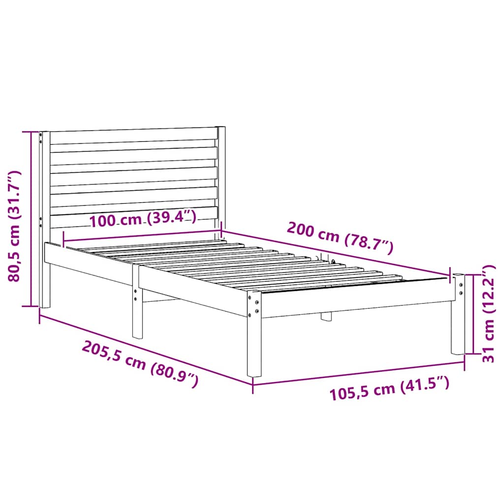 Struttura del letto Bianco 75 x 190 cm Pino massello | homemem39