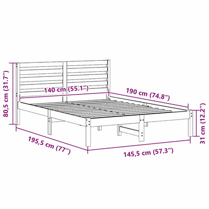 Struttura del letto Marrone cerato 140 x 190 cm Pino massello