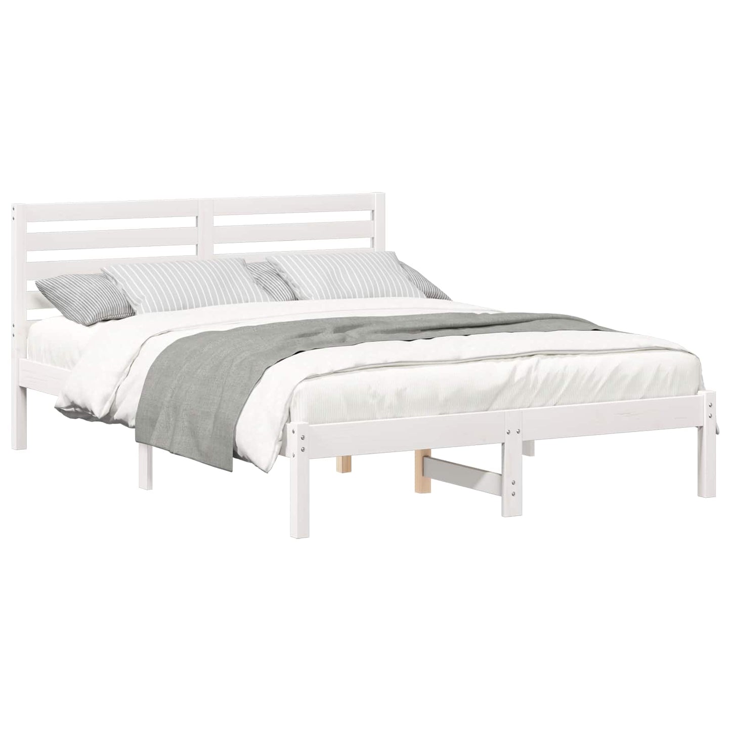 Struttura del letto Bianco 135 x 190 cm Pino massello | homemem39
