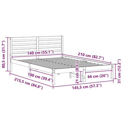 Struttura del letto Bianco 140 x 210 cm Pino massello