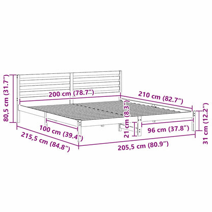 Struttura del letto Marrone cerato 200 x 210 cm Pino massello