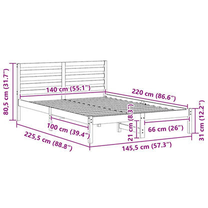 Struttura del letto Marrone 140 x 220 cm Pino massello | homemem39