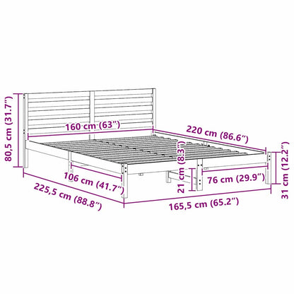 Struttura del letto Marrone cerato 160 x 220 cm Pino massello | homemem39