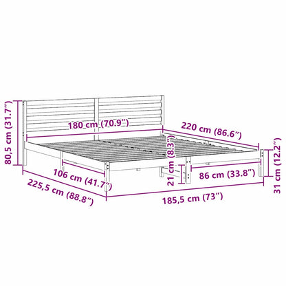 Struttura del letto Marrone cerato 180 x 220 cm Pino massello | homemem39
