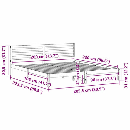 Struttura del letto Marrone 200 x 220 cm Pino massello | homemem39