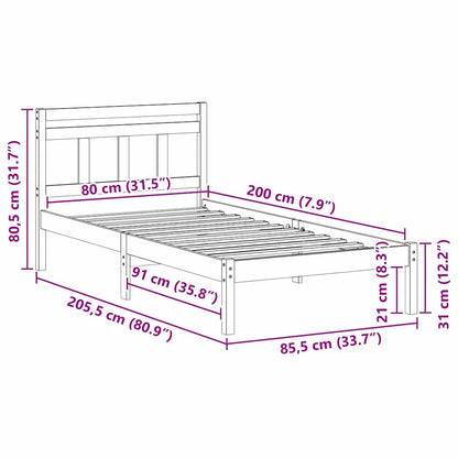 Struttura del letto Marrone 80 x 200 cm Pino massello | homemem39
